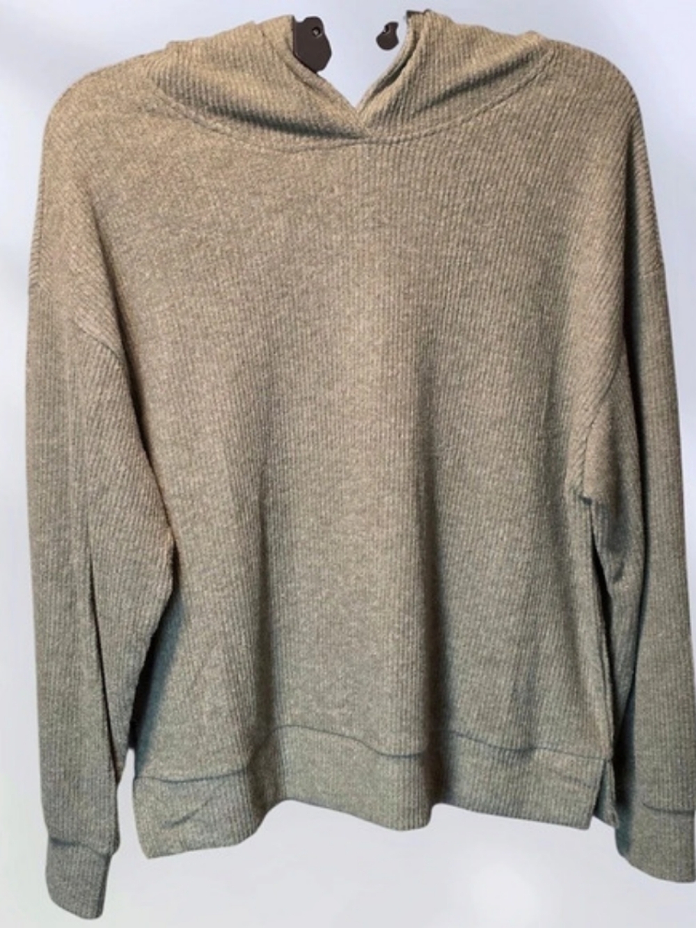 ZENANA Brushed Ribbed Hacci Hoodie Pullover Green Medium
